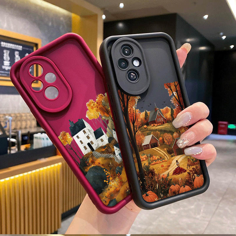 Huawei Mate 60 - 레트로 시골 건물 가을 풍경 패턴