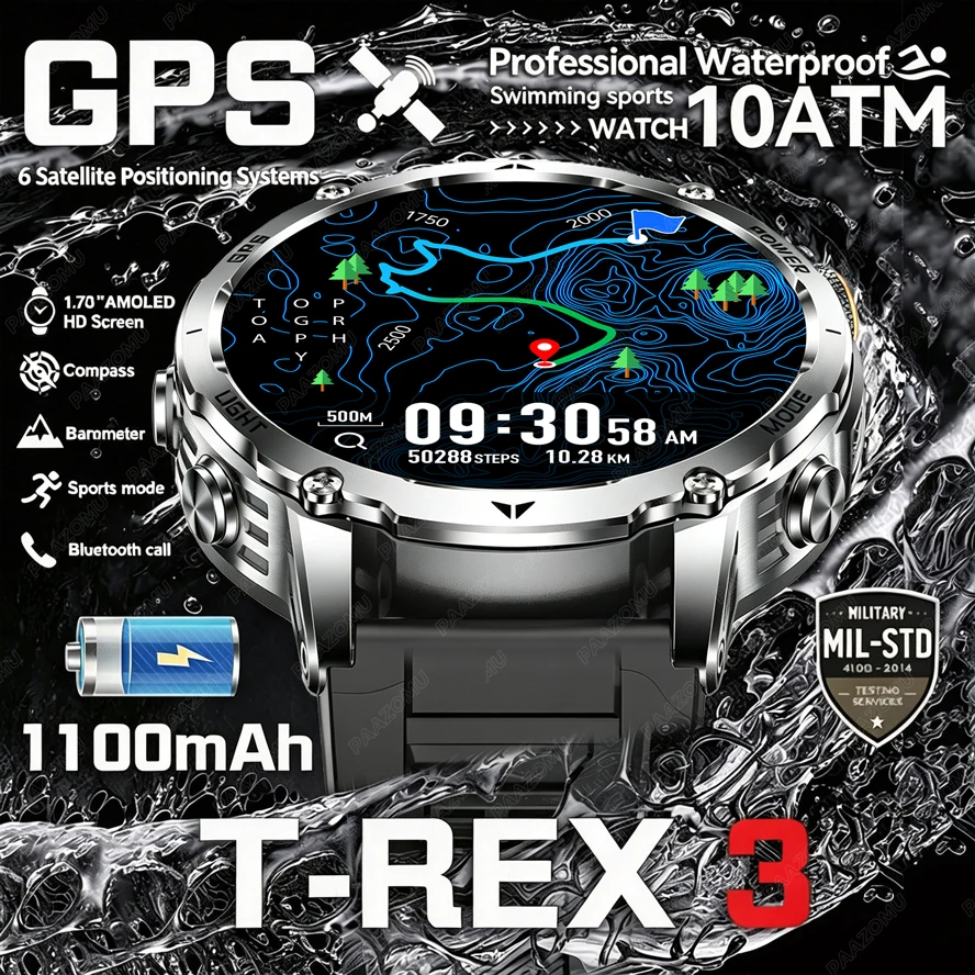 Smartwatch M Active - 티렉스 3 밀리터리 그레이드 스마트워치 1100mAh