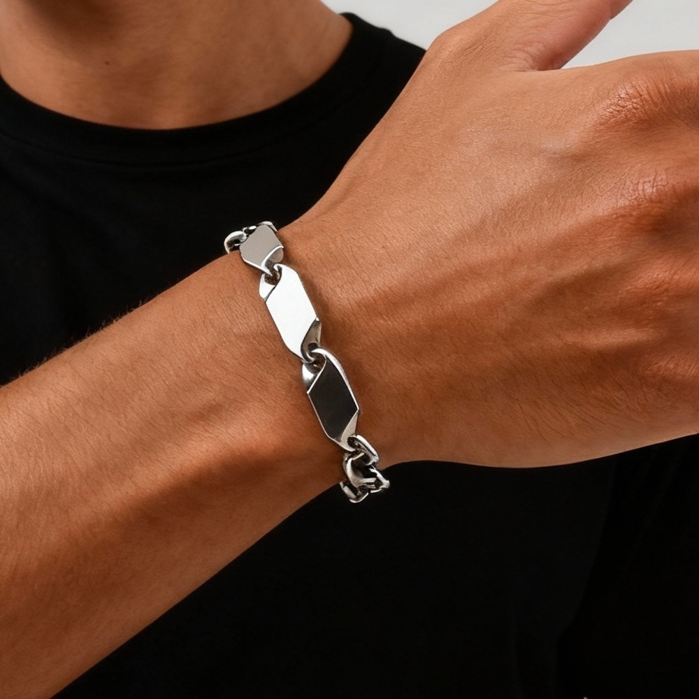 Ceramic Link Bracelet - 남성용 멋진 펑크 스테인레스 스틸 체인