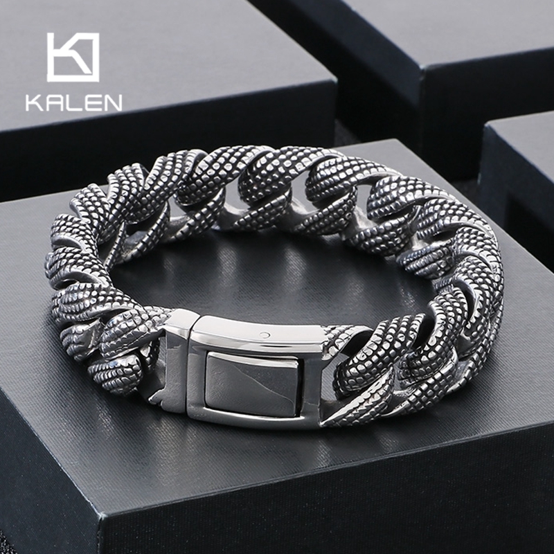 Ceramic Link Bracelet - Kalen 19-21cm 긴 스테인레스 스틸 남자