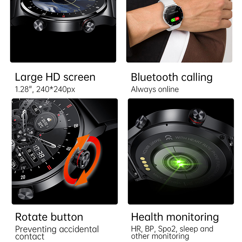 GPS ECG+PPG 블루투스 통화 스마트워치 남성용  - Smartwatch Custom 리뷰 및 가격