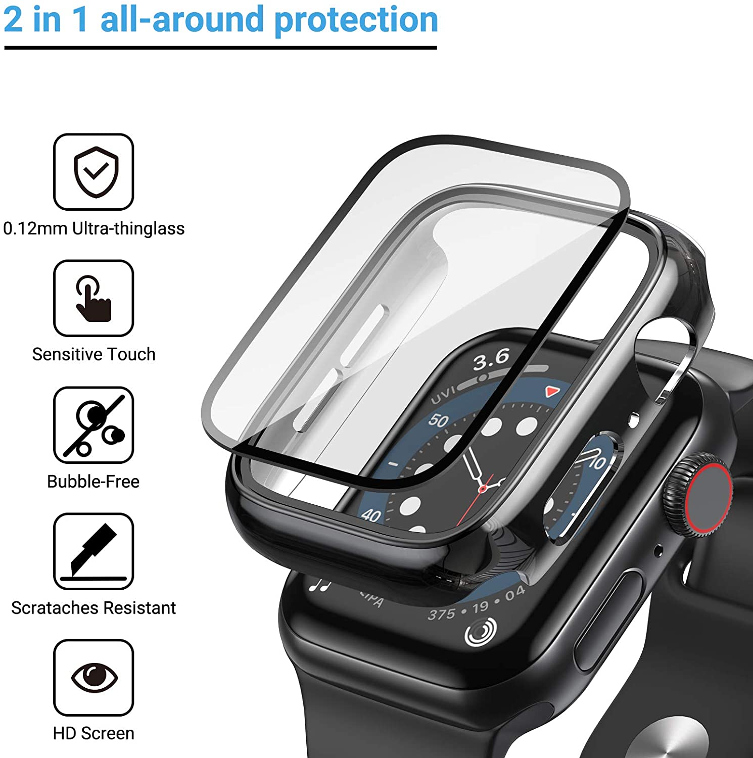 유리 + 커버 Apple Watch 케이스 44mm 4 - Apple Smartwatch Accessories 리뷰 및 가격