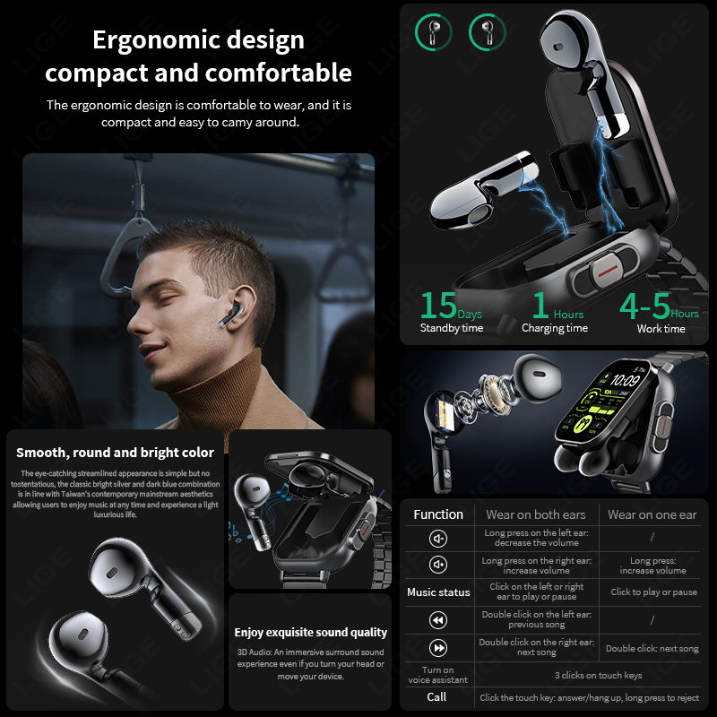 NFC 스마트워치 TWS 2-in-1 헤드셋 블루투스  - Smartwatch Headset 리뷰 및 가격