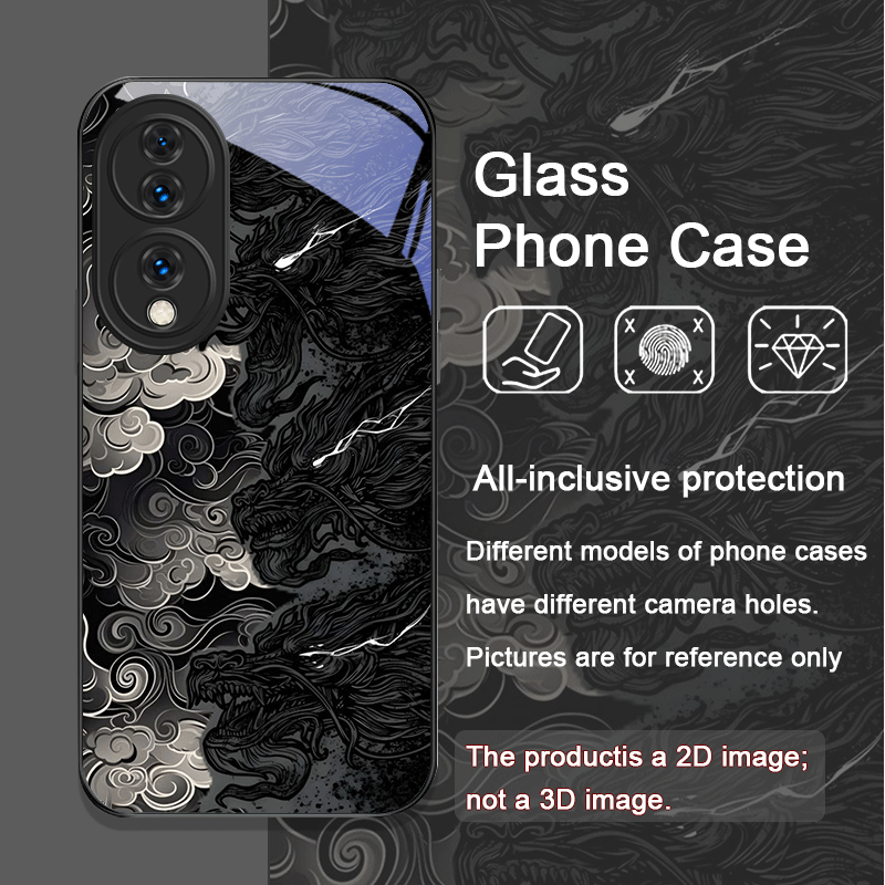 미적 감각의 멋진 블랙 드래곤 프린트 강화유리 휴대폰  - Huawei Mate 60 리뷰 및 가격
